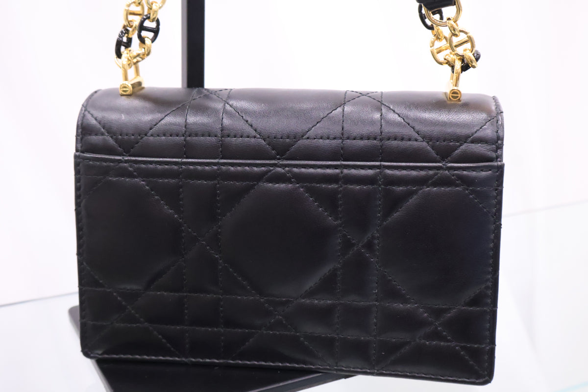 Miss Caro Mini Black Macro Cannage Lambskin Shoulder Crossbody Bag S5169UDAX_M900