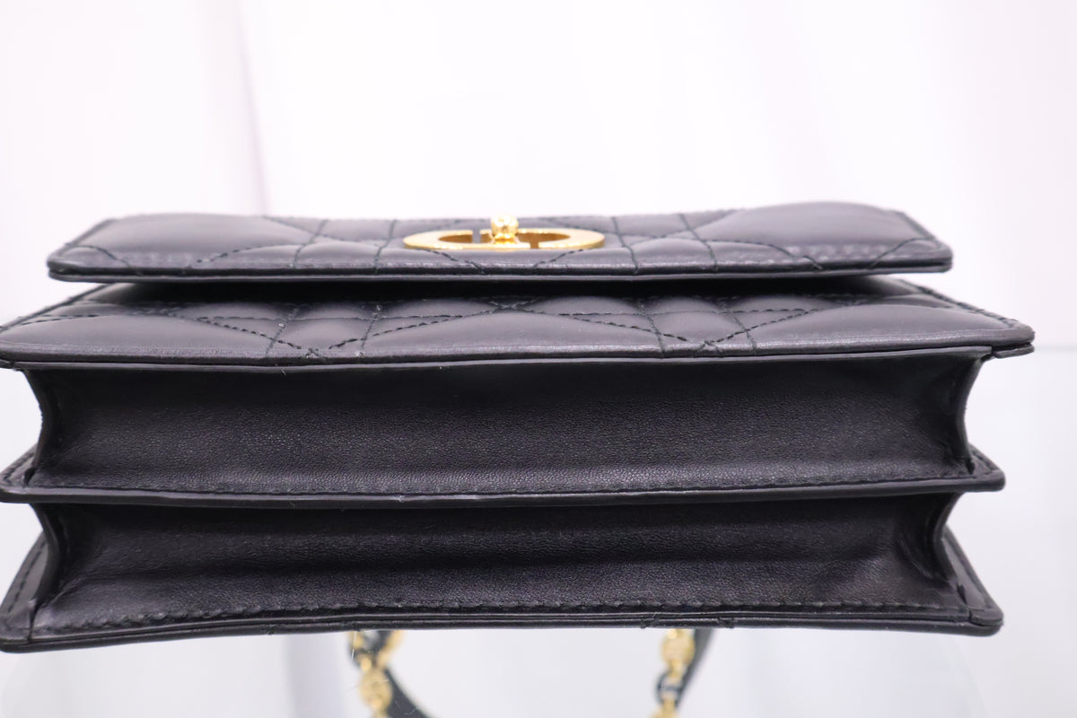 Miss Caro Mini Black Macro Cannage Lambskin Shoulder Crossbody Bag S5169UDAX_M900