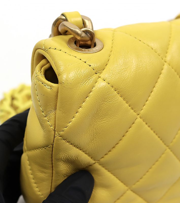 Chanel Yellow Lambskin Petite Sac Shoulder Bag
