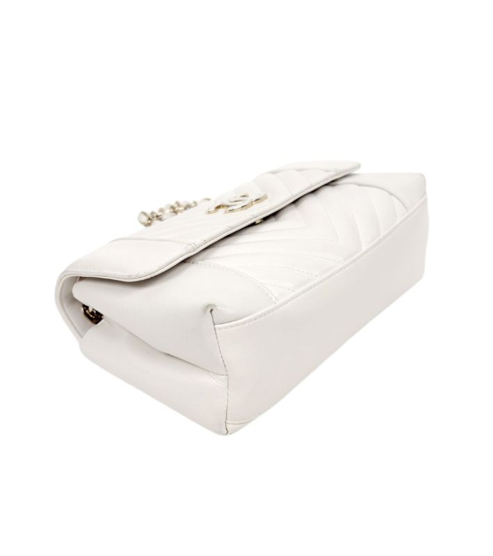 Chanel White Chevron Chain Shoulder Bag