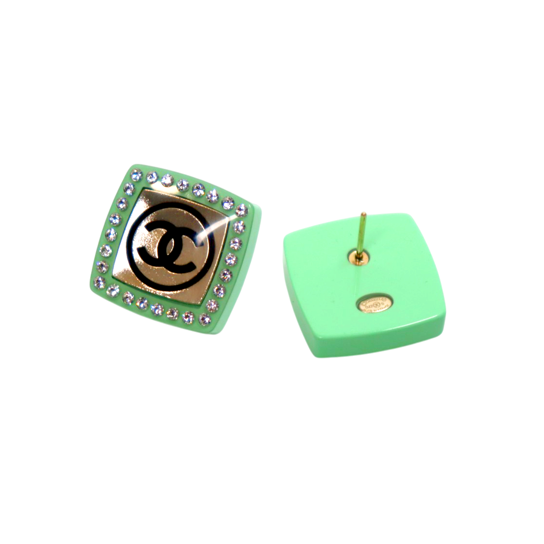 Chanel Crystal Square Earrings