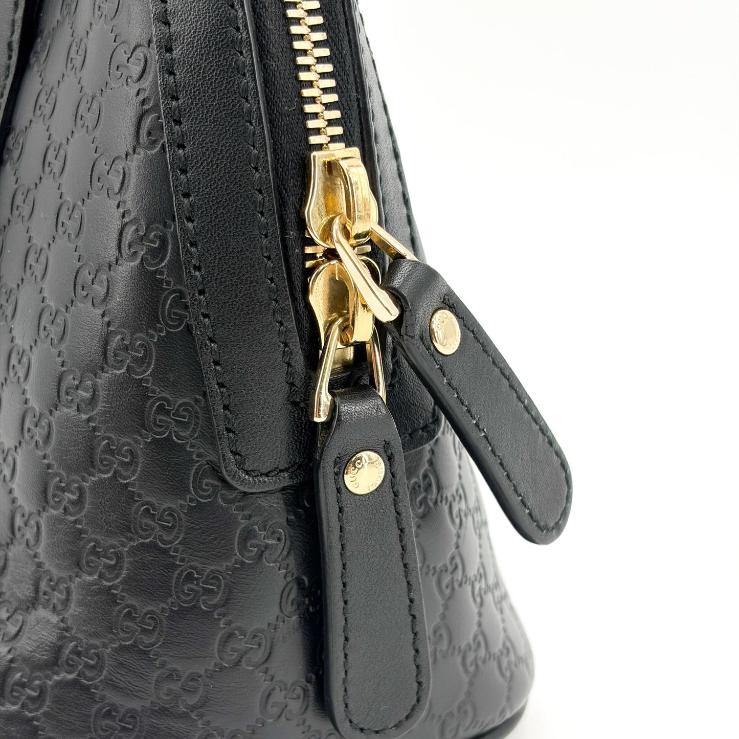 Gucci Microguzzissima Small Dome Top Handle Bag Black