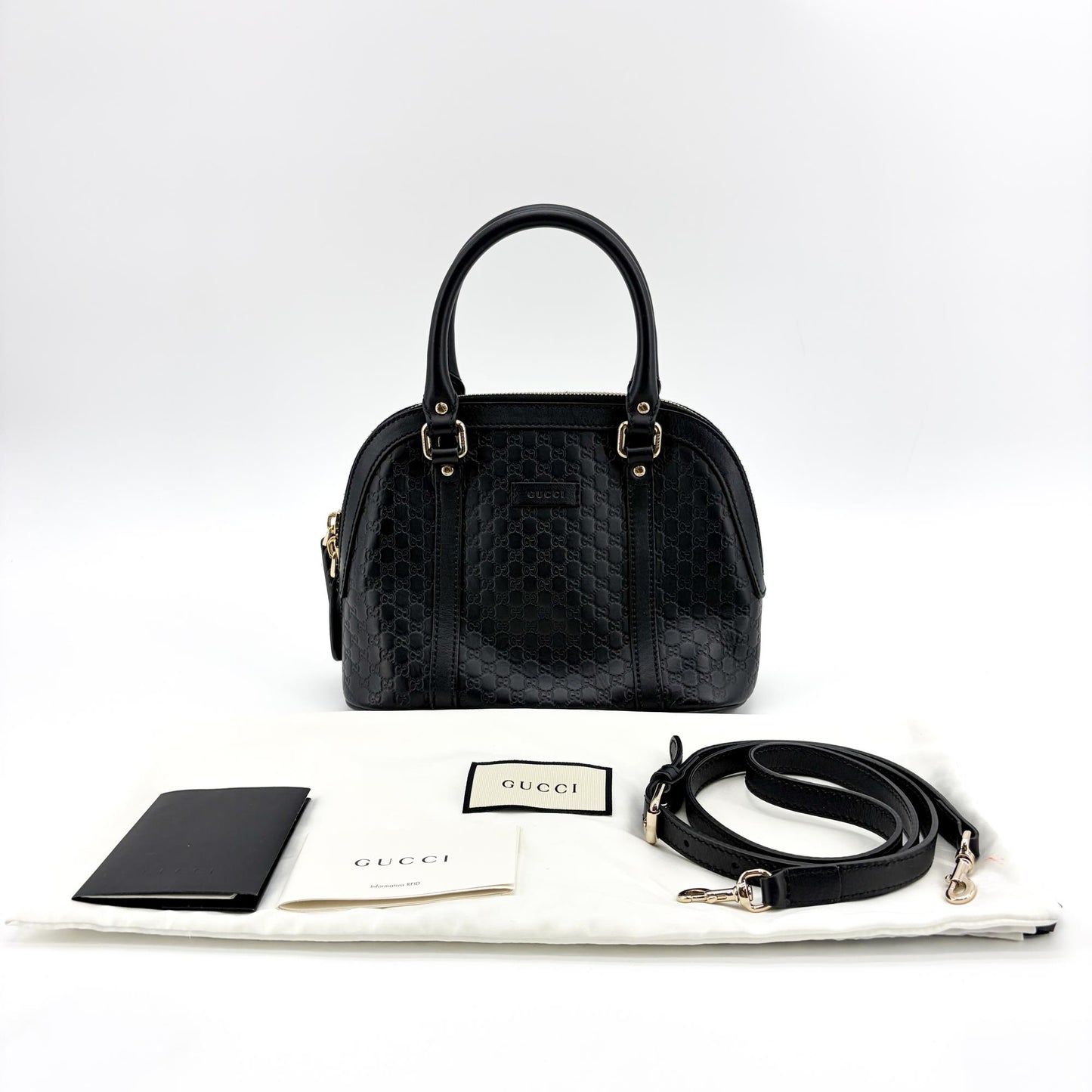 Gucci Microguzzissima Small Dome Top Handle Bag Black