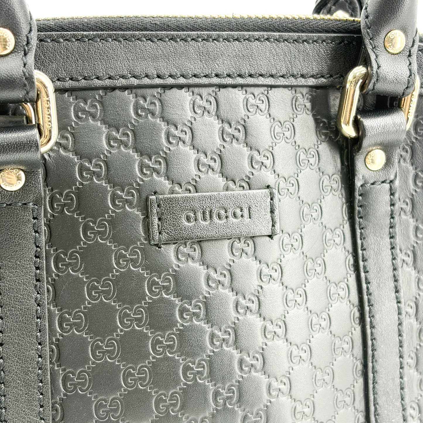 Gucci Microguzzissima Small Dome Top Handle Bag Black