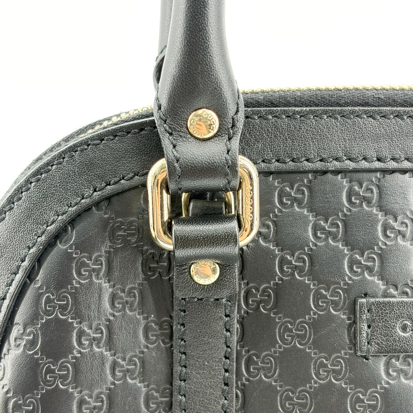 Gucci Microguzzissima Small Dome Top Handle Bag Black