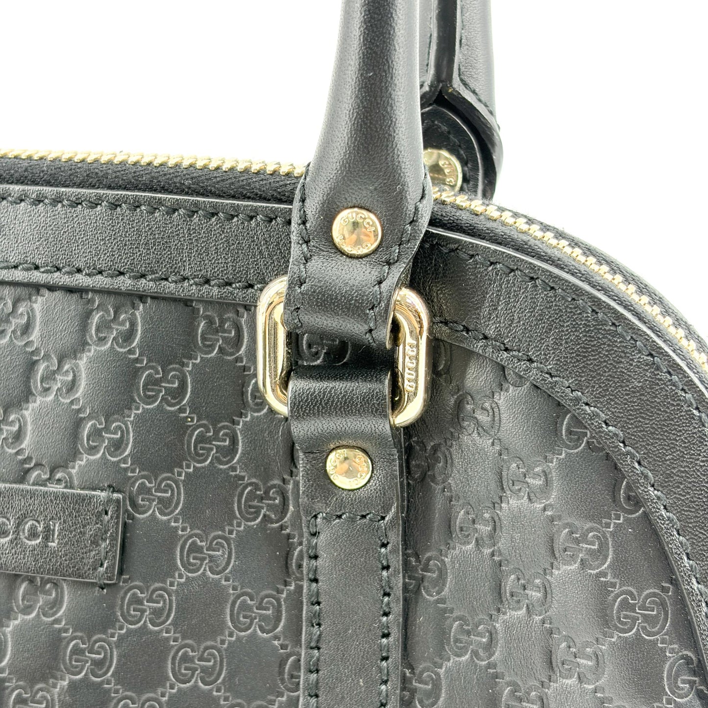 Gucci Microguzzissima Small Dome Top Handle Bag Black