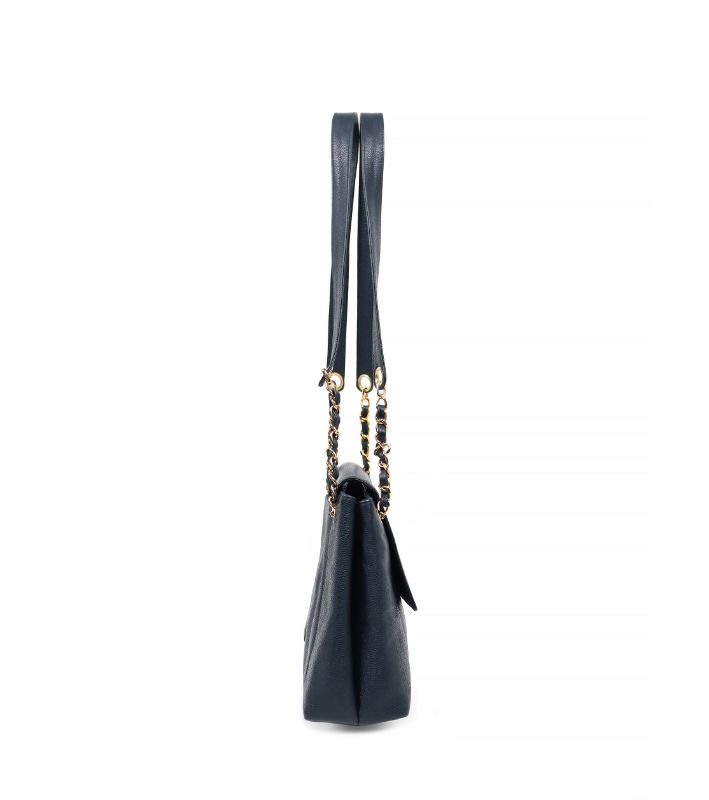 Chanel Navy Caviar Flap Shoulder Bag
