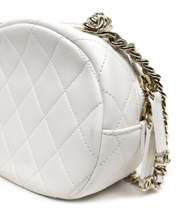 Chanel White Studded CC Chain Shoulder Bag
