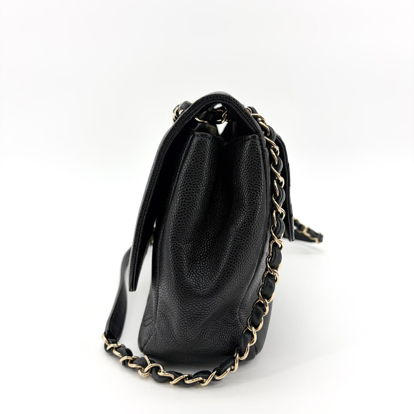 Chanel Large Caviar Quilted CC Flap Bag Black Gold Hardware