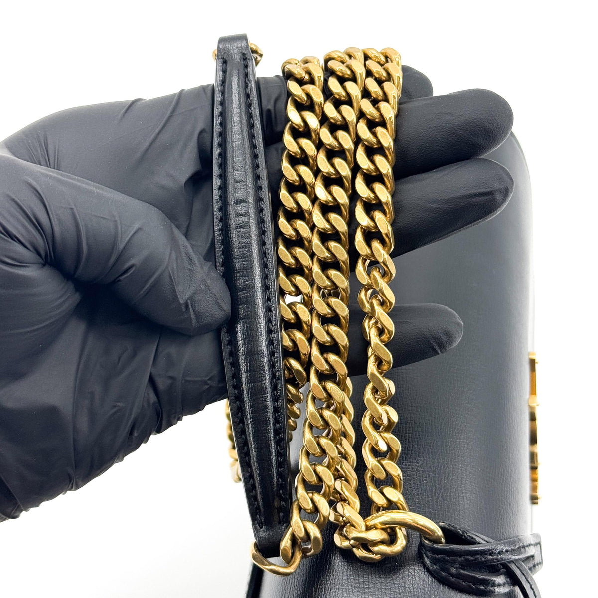 Saint Laurent Small Sunset Chain Shoulder Bag Black Gold Hardware