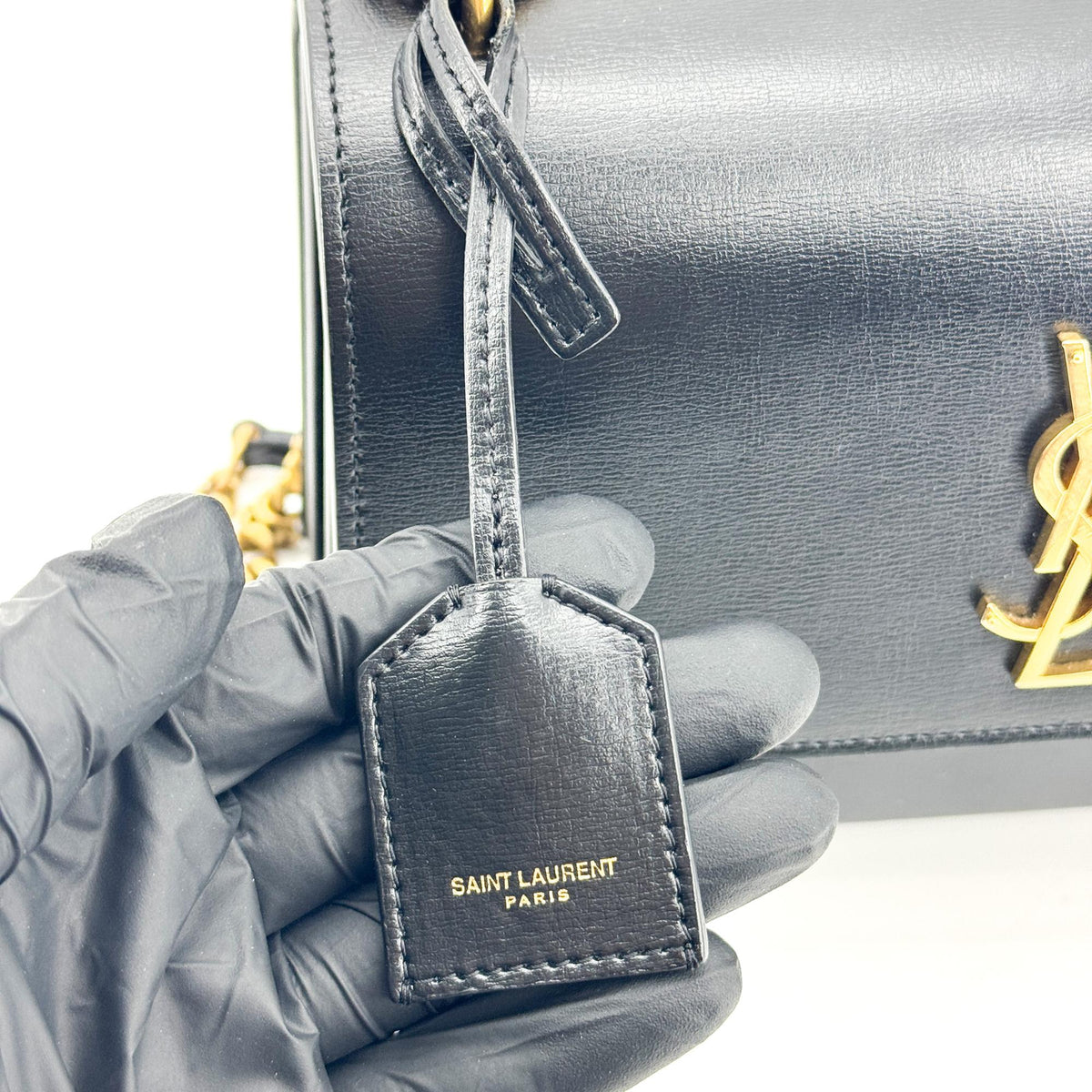 Saint Laurent Small Sunset Chain Shoulder Bag Black Gold Hardware