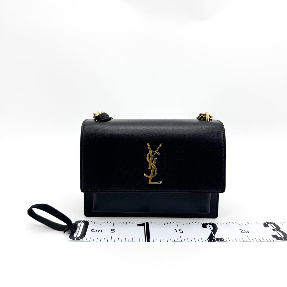 Saint Laurent Small Sunset Chain Shoulder Bag Black Gold Hardware
