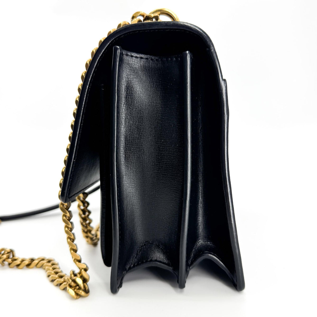 Saint Laurent Small Sunset Chain Shoulder Bag Black Gold Hardware