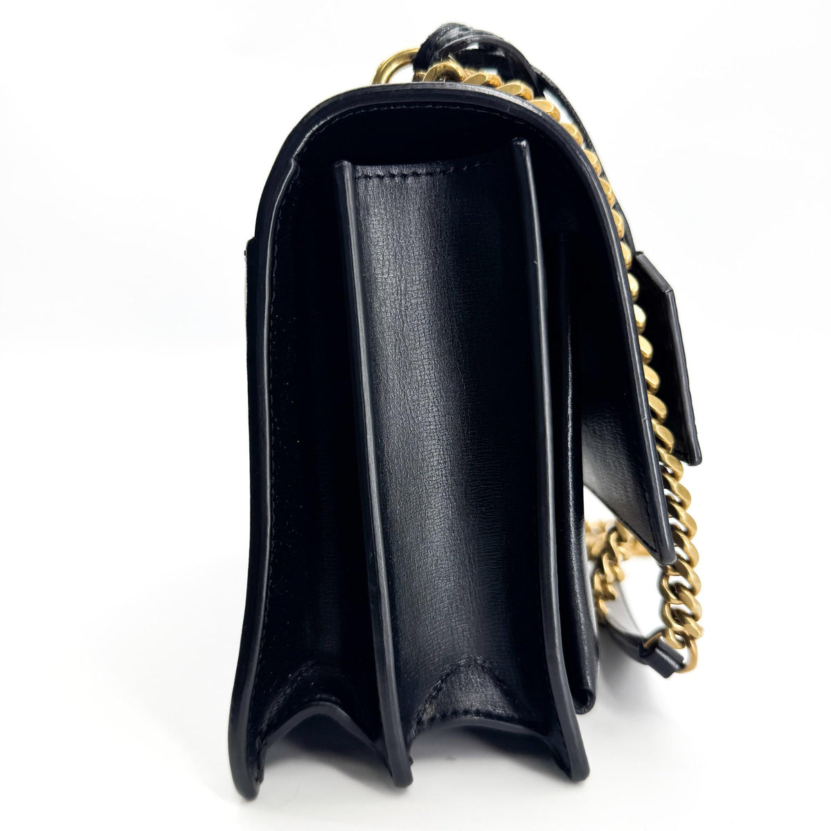 Saint Laurent Small Sunset Chain Shoulder Bag Black Gold Hardware