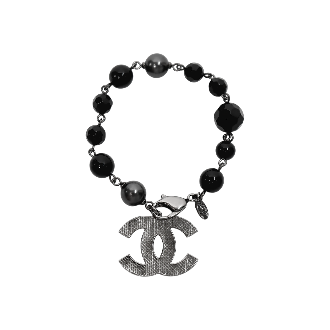 Chanel Black Bead CC Bracelet