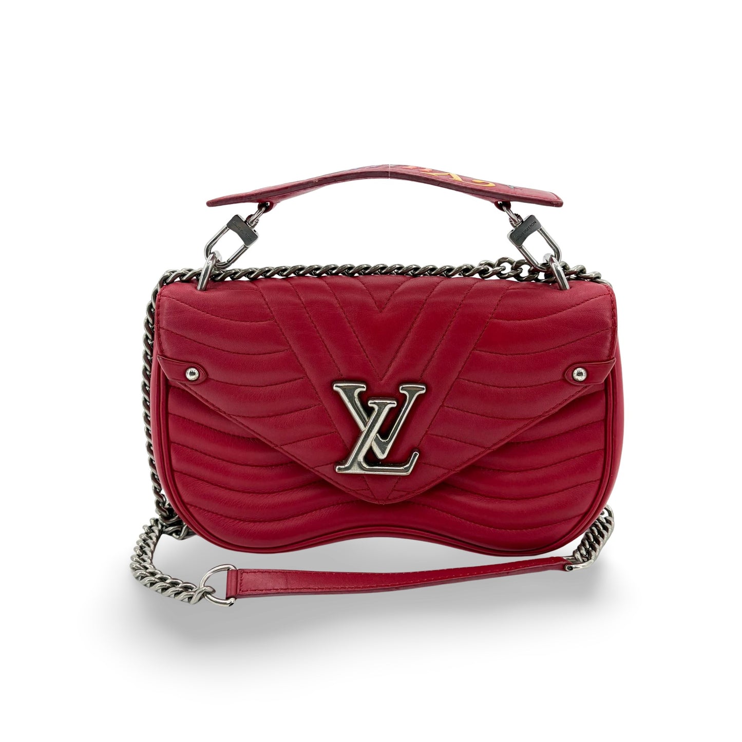 Louis Vuitton New Wave Chain Bag MM Red Silver Hardware