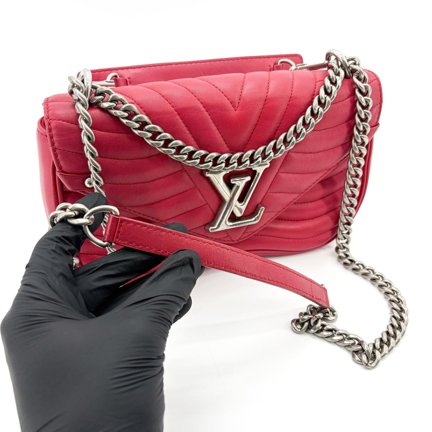 Louis Vuitton New Wave Chain Bag MM Red Silver Hardware