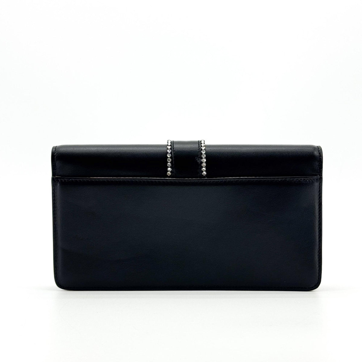 Roger Vivier Brushe Vivier Strass Buckle Leather Clutch Black