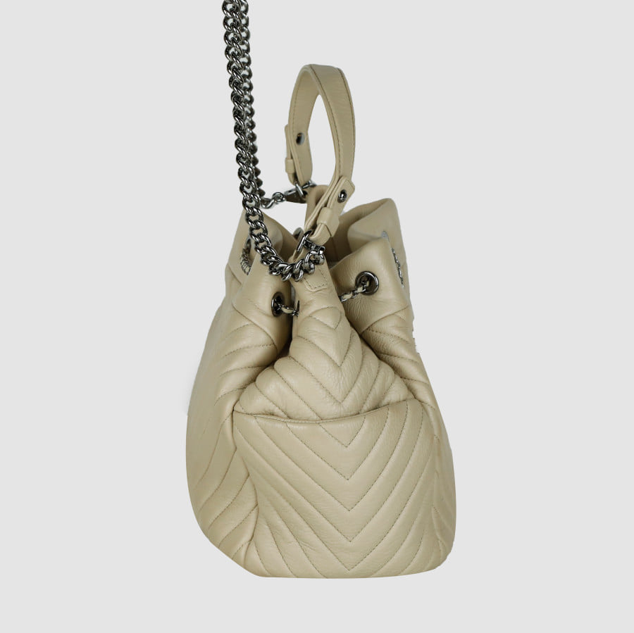 Chevron Drawstring Bucket Bag Shoulder Bag