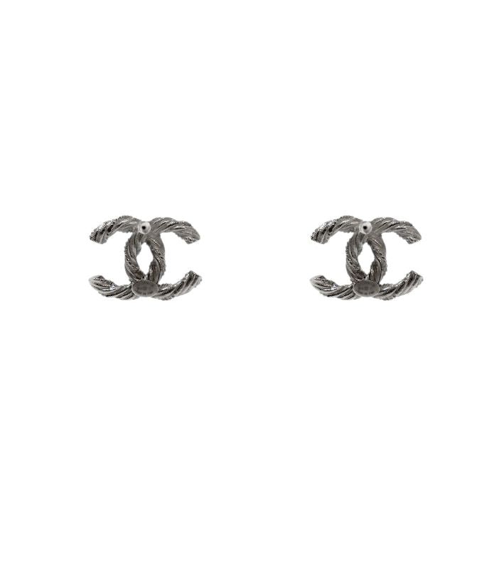 Chanel Cubic CC Silver Earrings