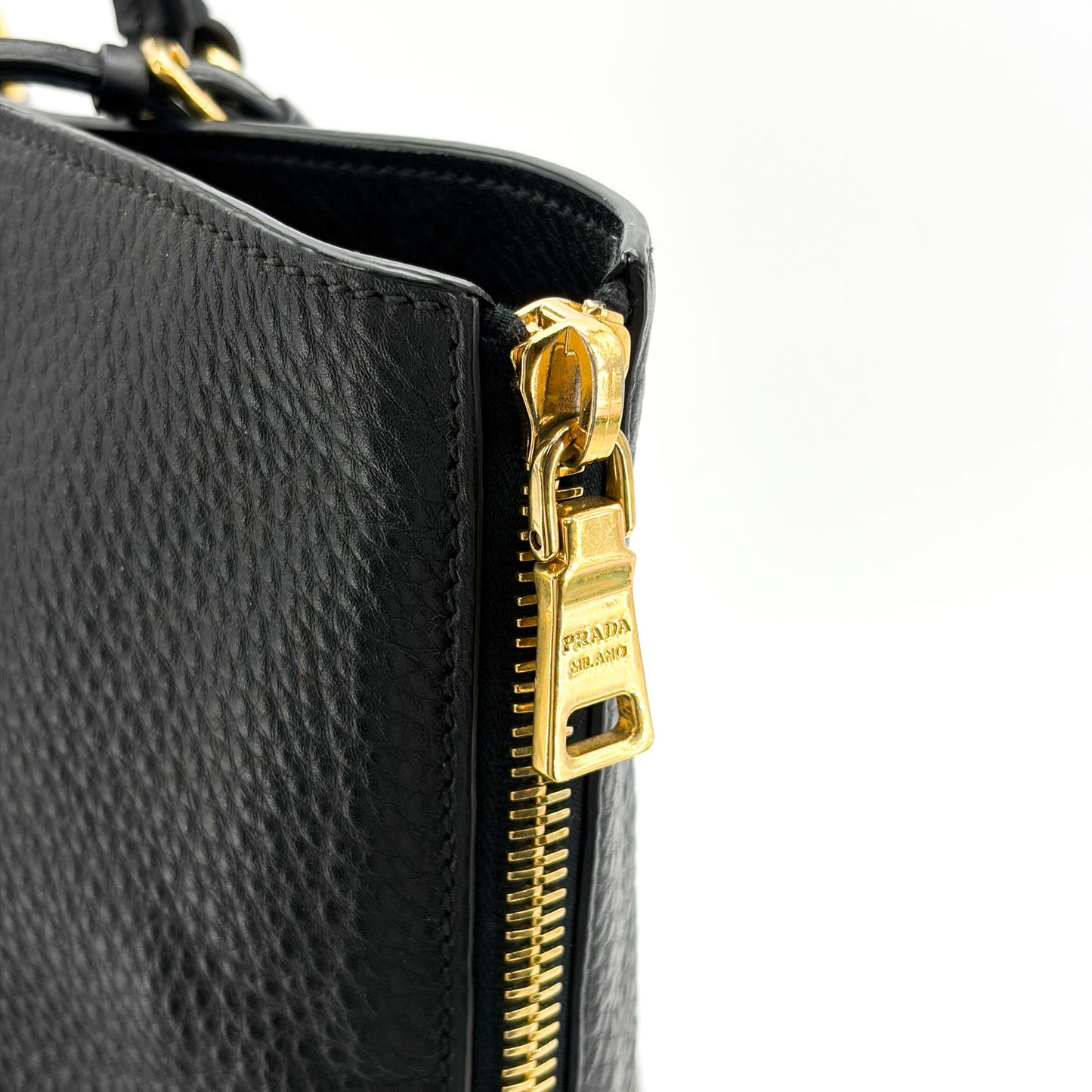 Prada Vitello Phoenix Tote Bag Black with Gold Hardware