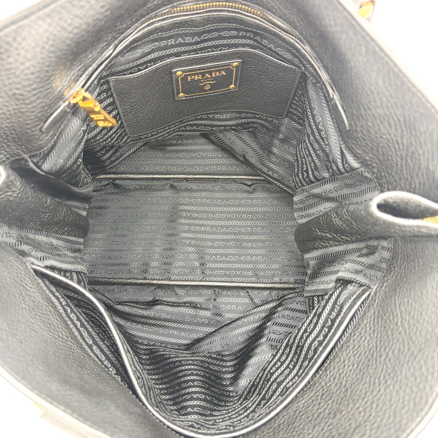 Prada Vitello Phoenix Tote Bag Black with Gold Hardware