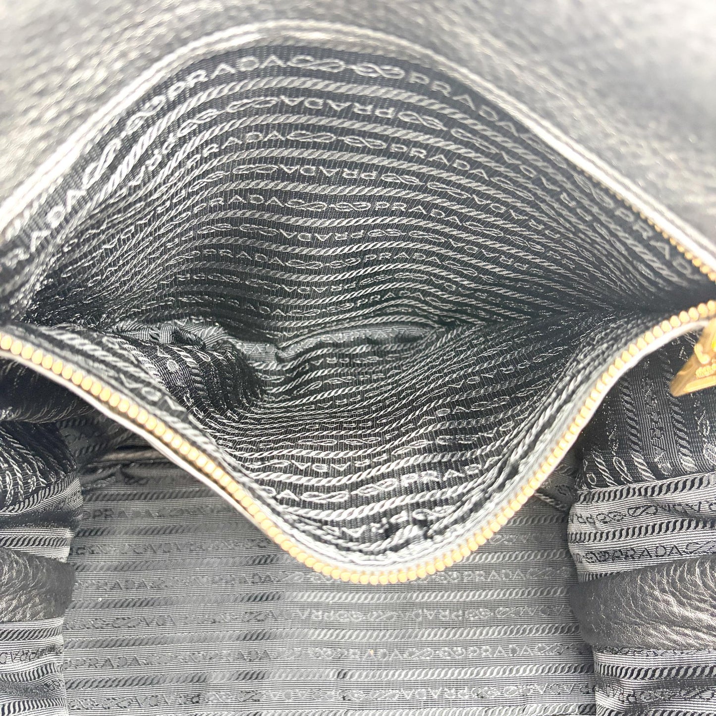 Prada Vitello Phoenix Tote Bag Black with Gold Hardware