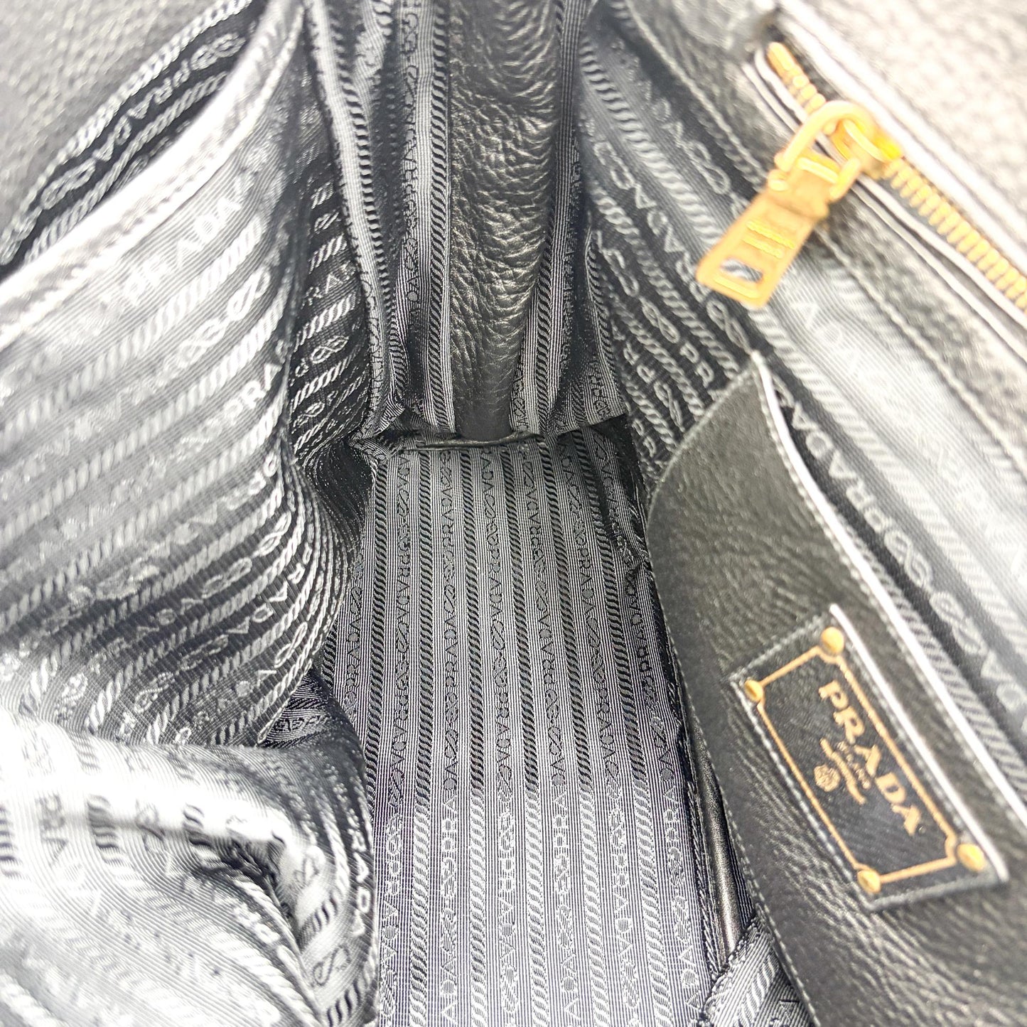 Prada Vitello Phoenix Tote Bag Black with Gold Hardware
