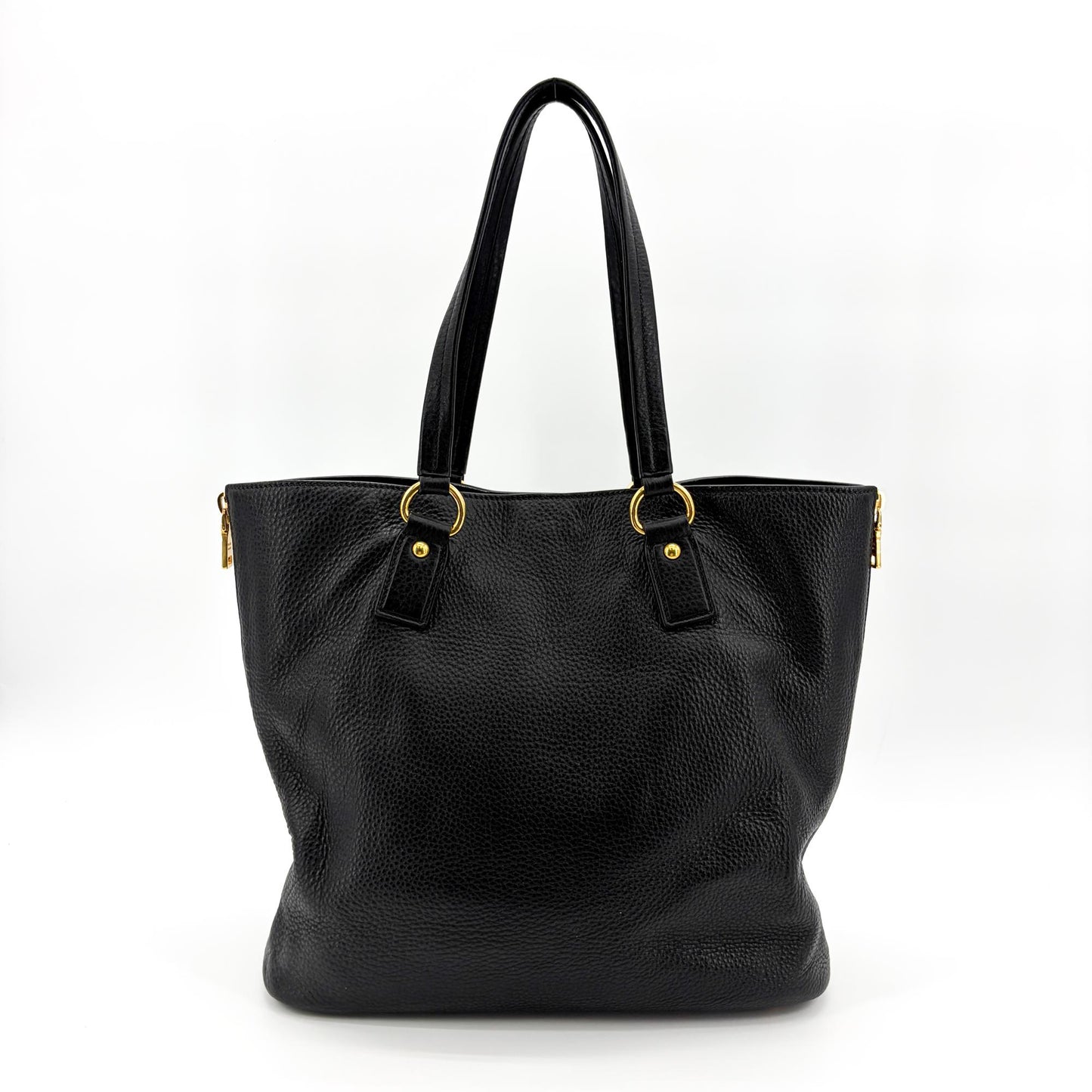 Prada Vitello Phoenix Tote Bag Black with Gold Hardware