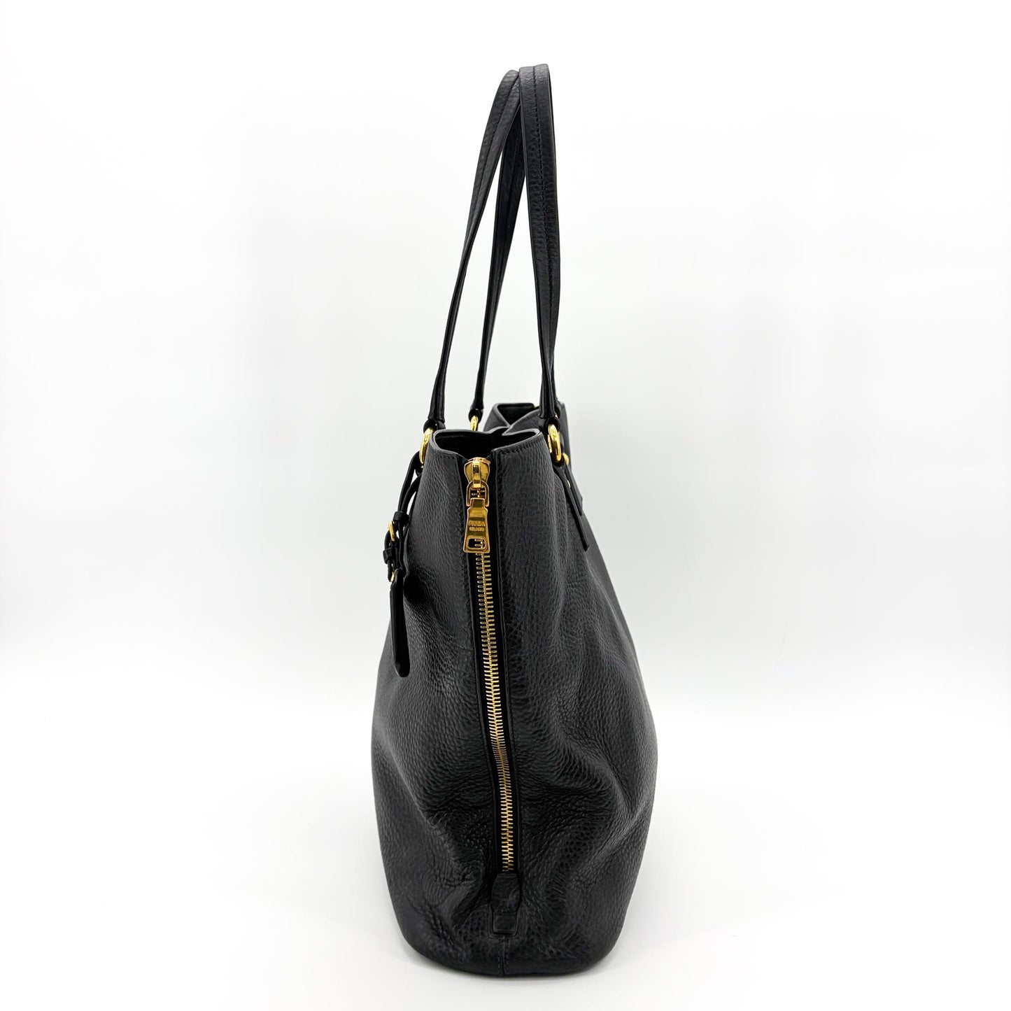Prada Vitello Phoenix Tote Bag Black with Gold Hardware