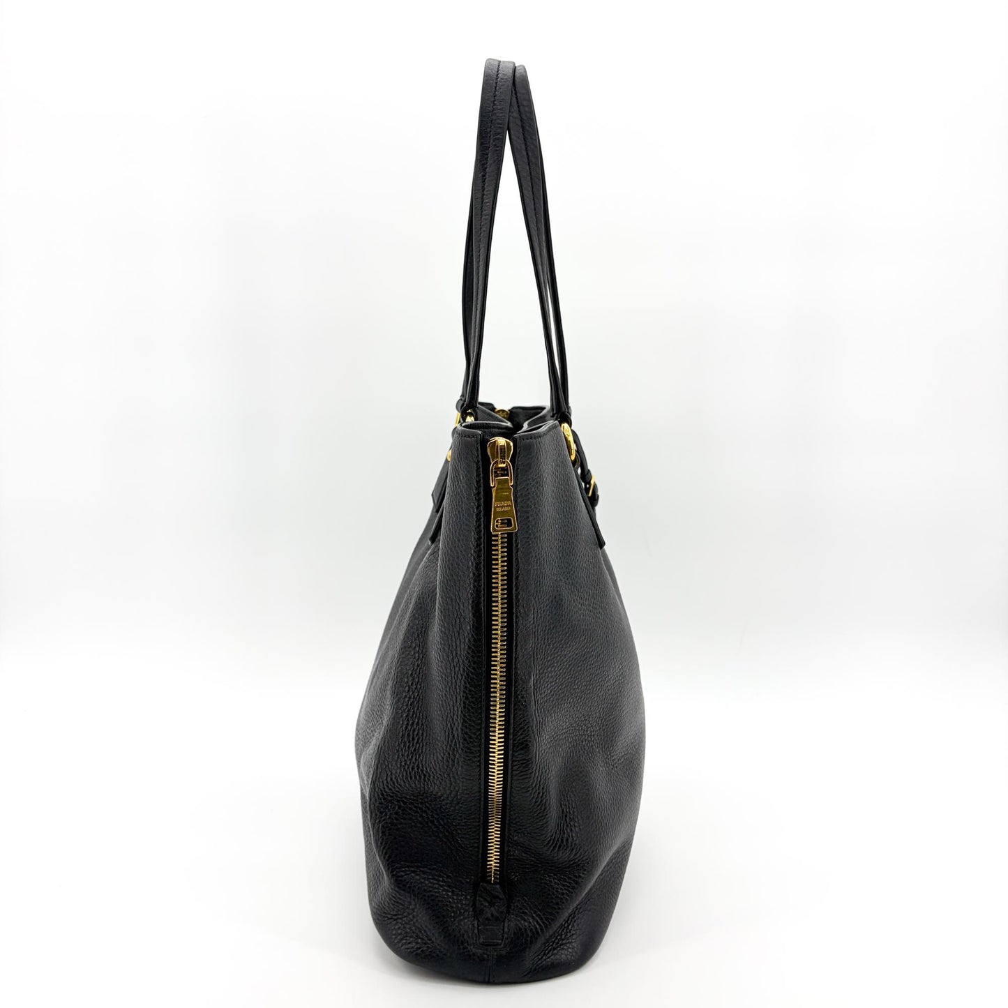 Prada Vitello Phoenix Tote Bag Black with Gold Hardware