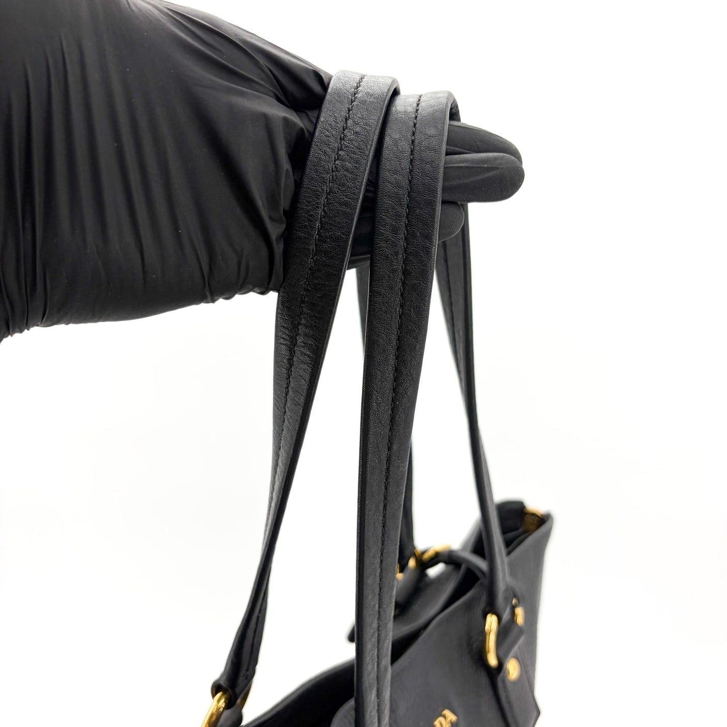 Prada Vitello Phoenix Tote Bag Black with Gold Hardware