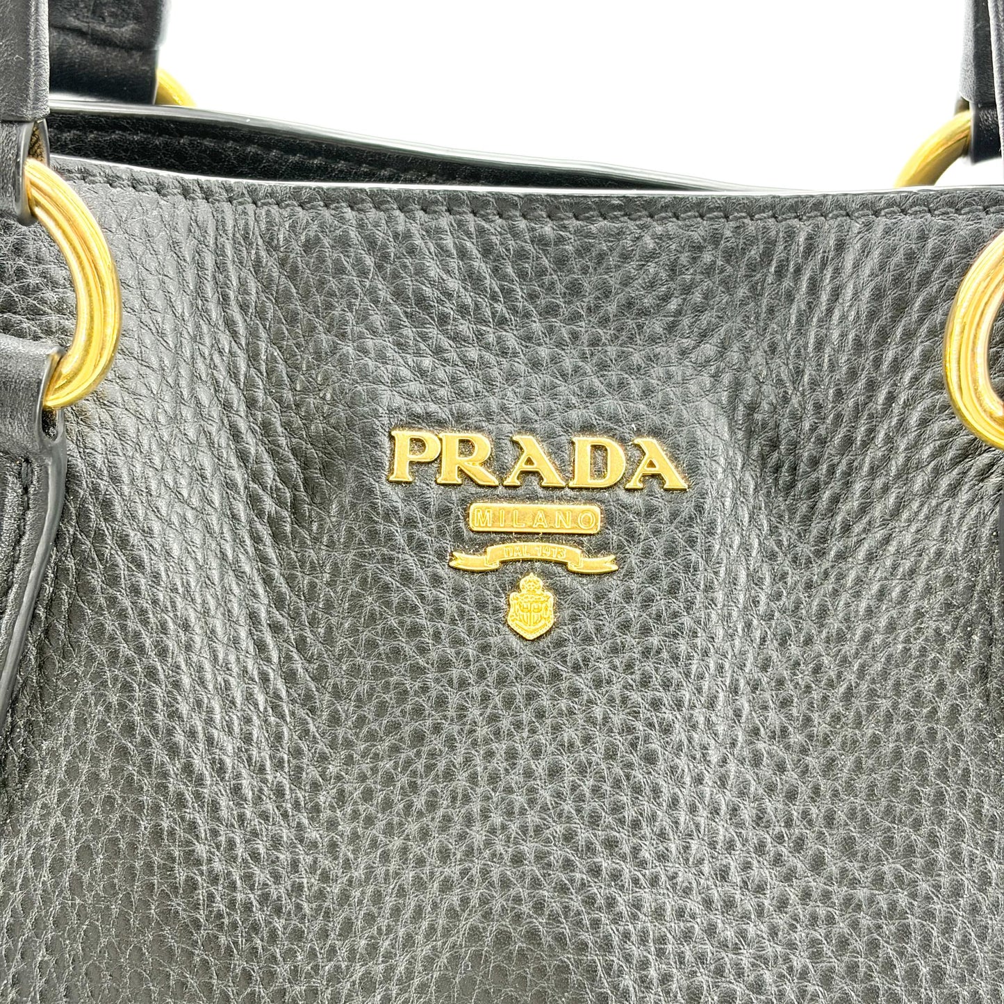 Prada Vitello Phoenix Tote Bag Black with Gold Hardware