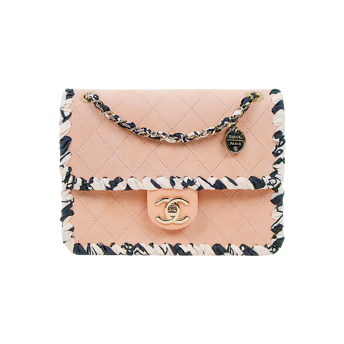 Chanel Beige Suede Flap Chain Shoulder Bag with Built-in Chip