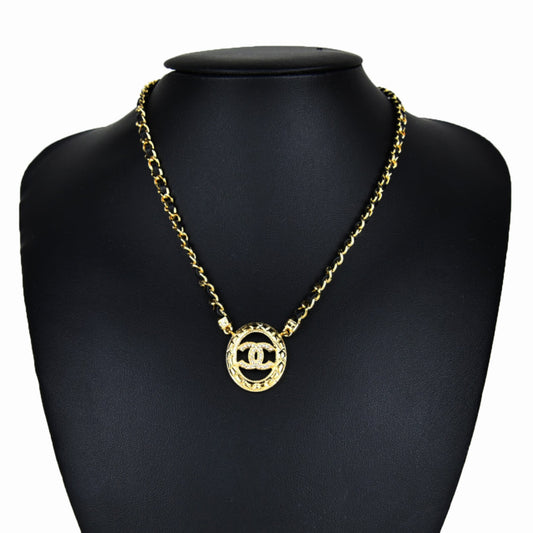 CC Round Leather Chain Necklace ABD753