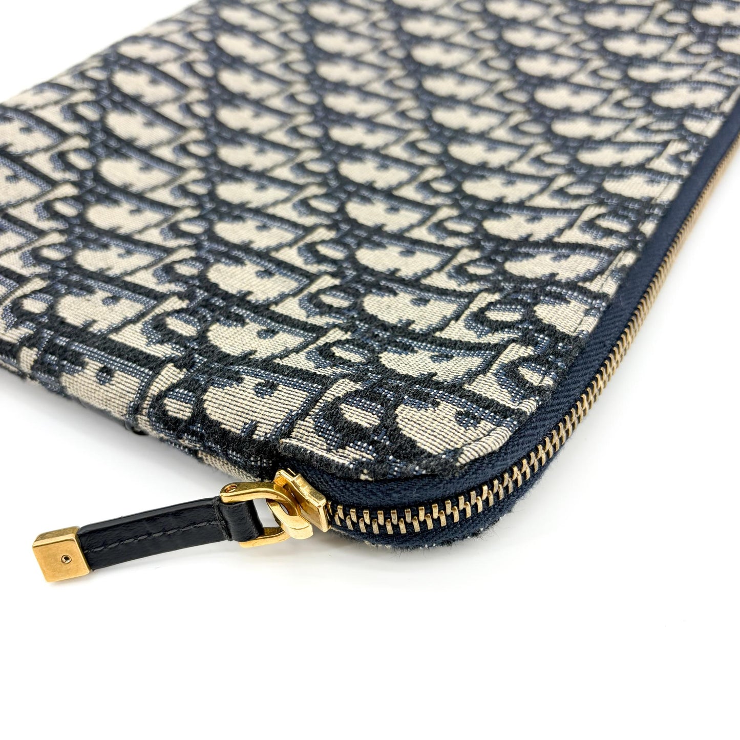Dior Oblique Jacquard Zipper Pouch Navy