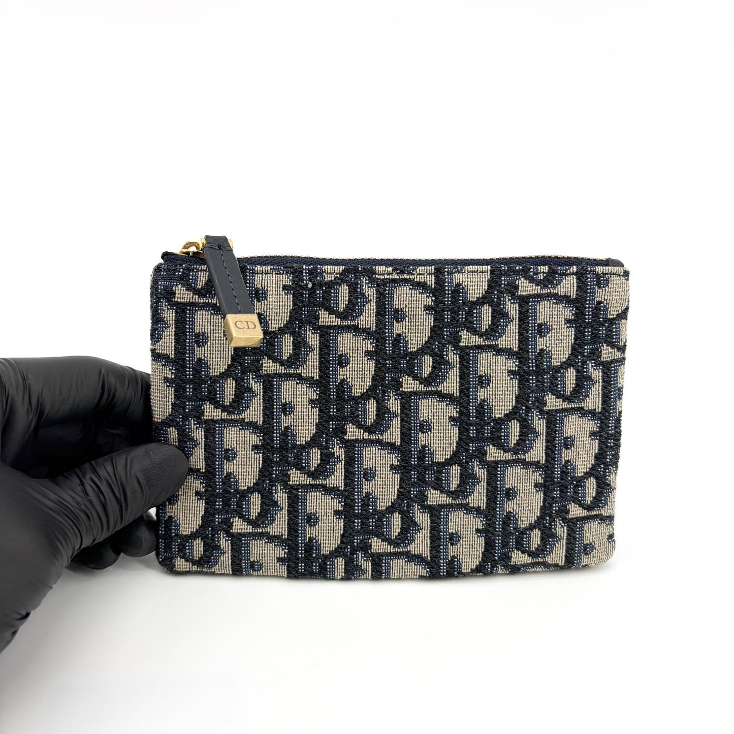 Dior Oblique Jacquard Zipper Pouch Navy