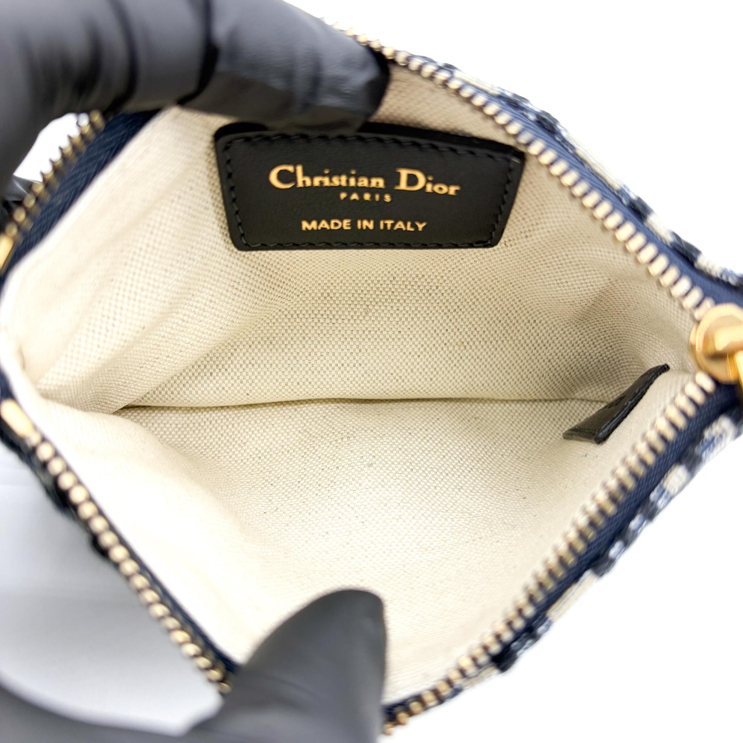 Dior Oblique Jacquard Zipper Pouch Navy