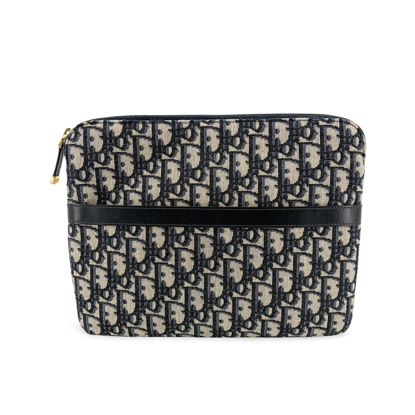 Dior Oblique Jacquard Zipper Pouch Navy