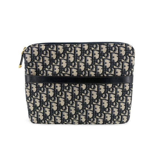 Dior Oblique Jacquard Zipper Pouch Navy