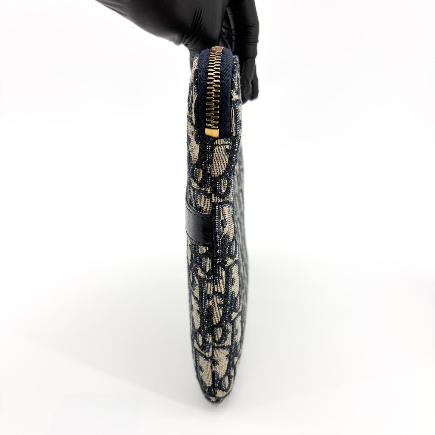 Dior Oblique Jacquard Zipper Pouch Navy