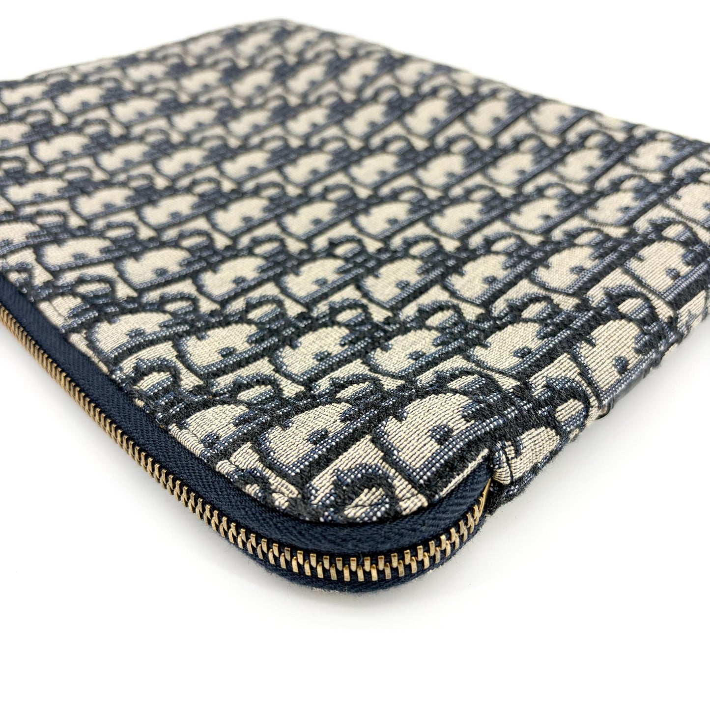 Dior Oblique Jacquard Zipper Pouch Navy