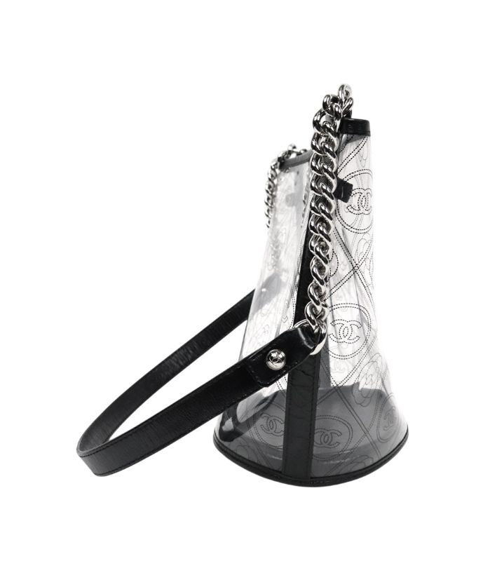 Chanel Black PVC Camelia Bucket Bag