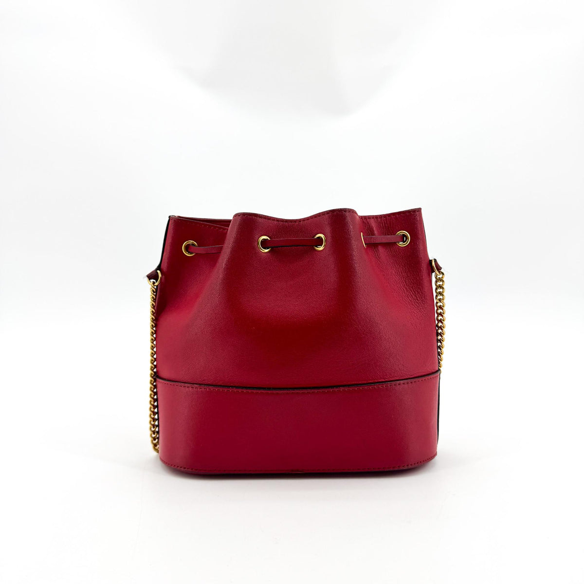 Valentino V-Logo Signature Leather Small Bucket Bag Red