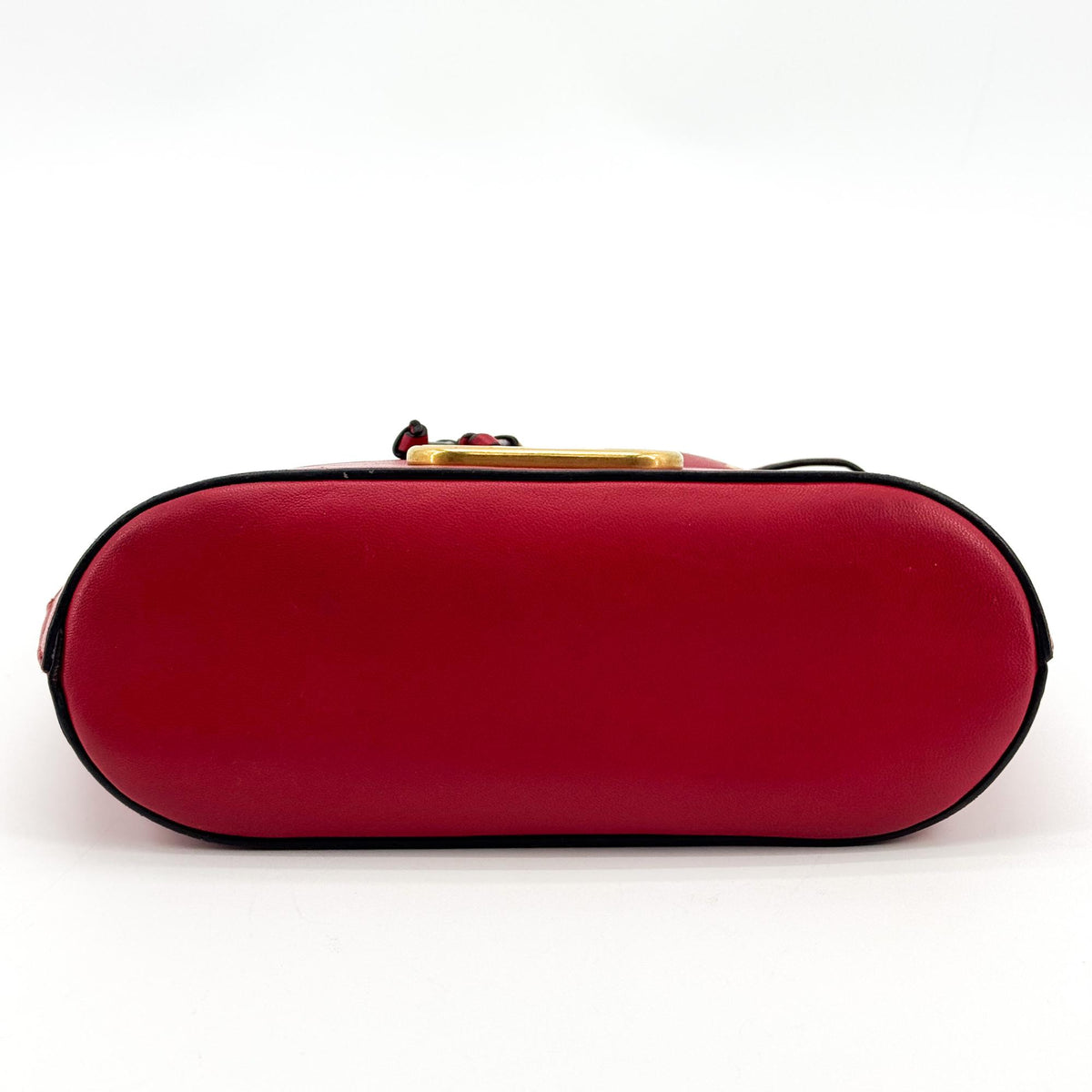 Valentino V-Logo Signature Leather Small Bucket Bag Red