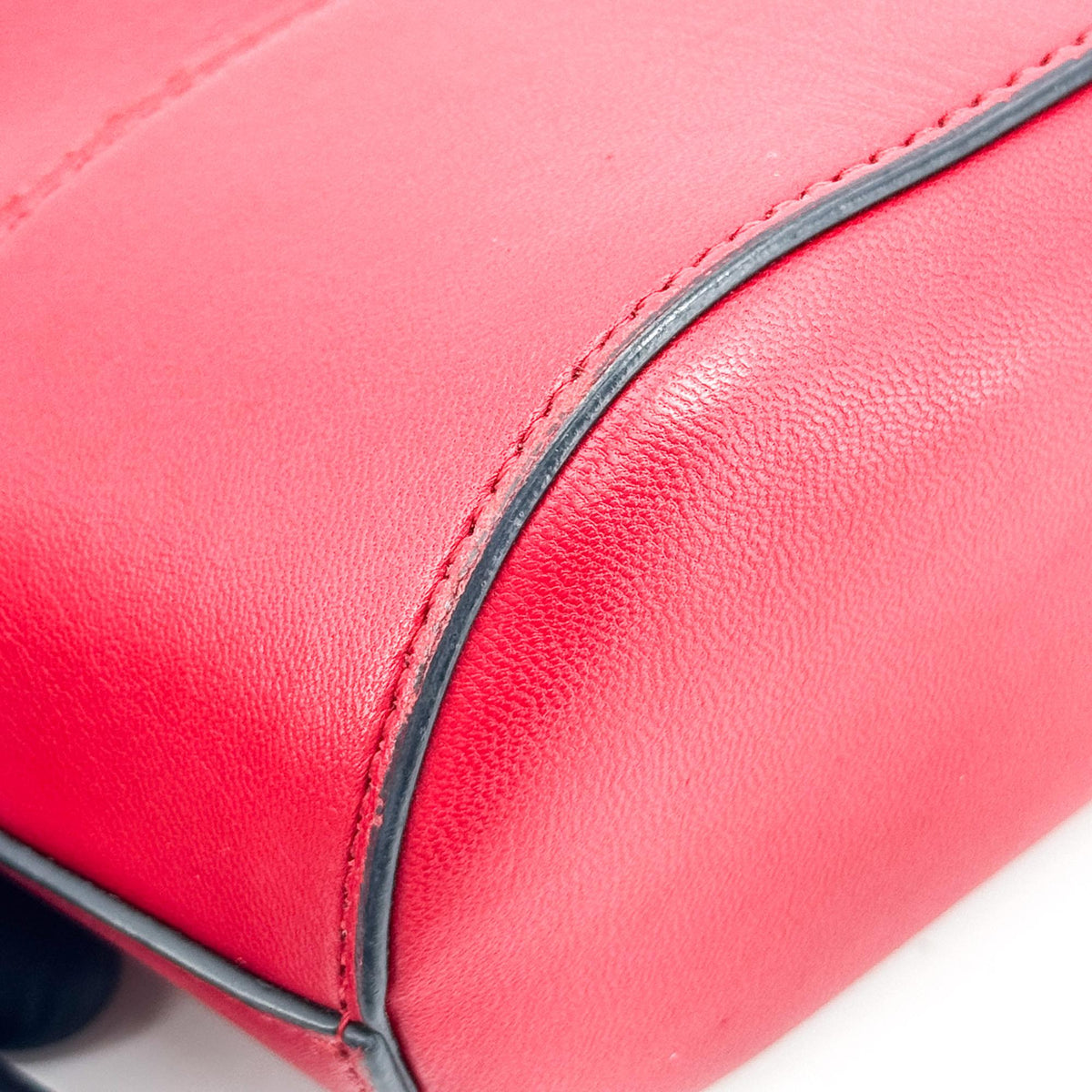 Valentino V-Logo Signature Leather Small Bucket Bag Red