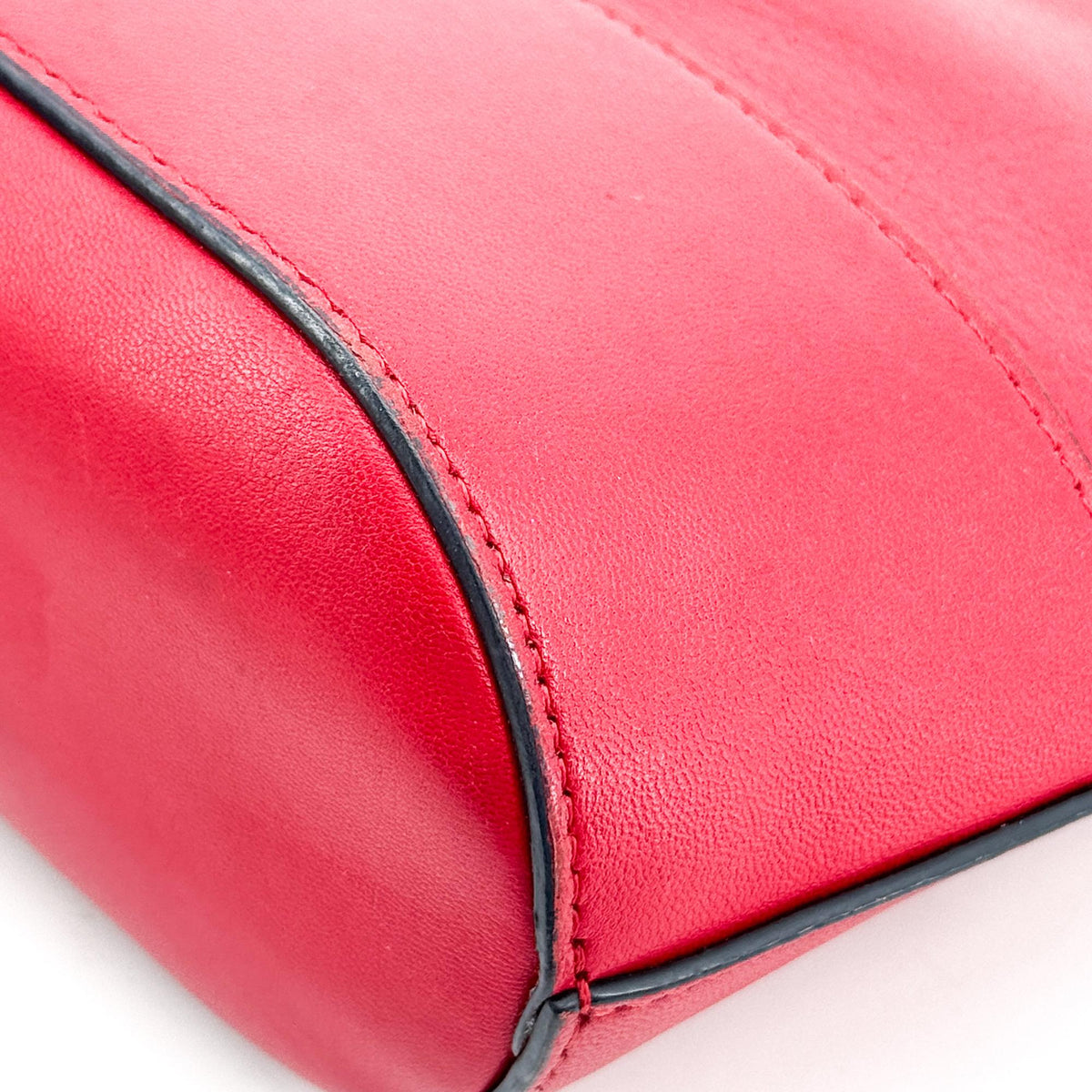 Valentino V-Logo Signature Leather Small Bucket Bag Red