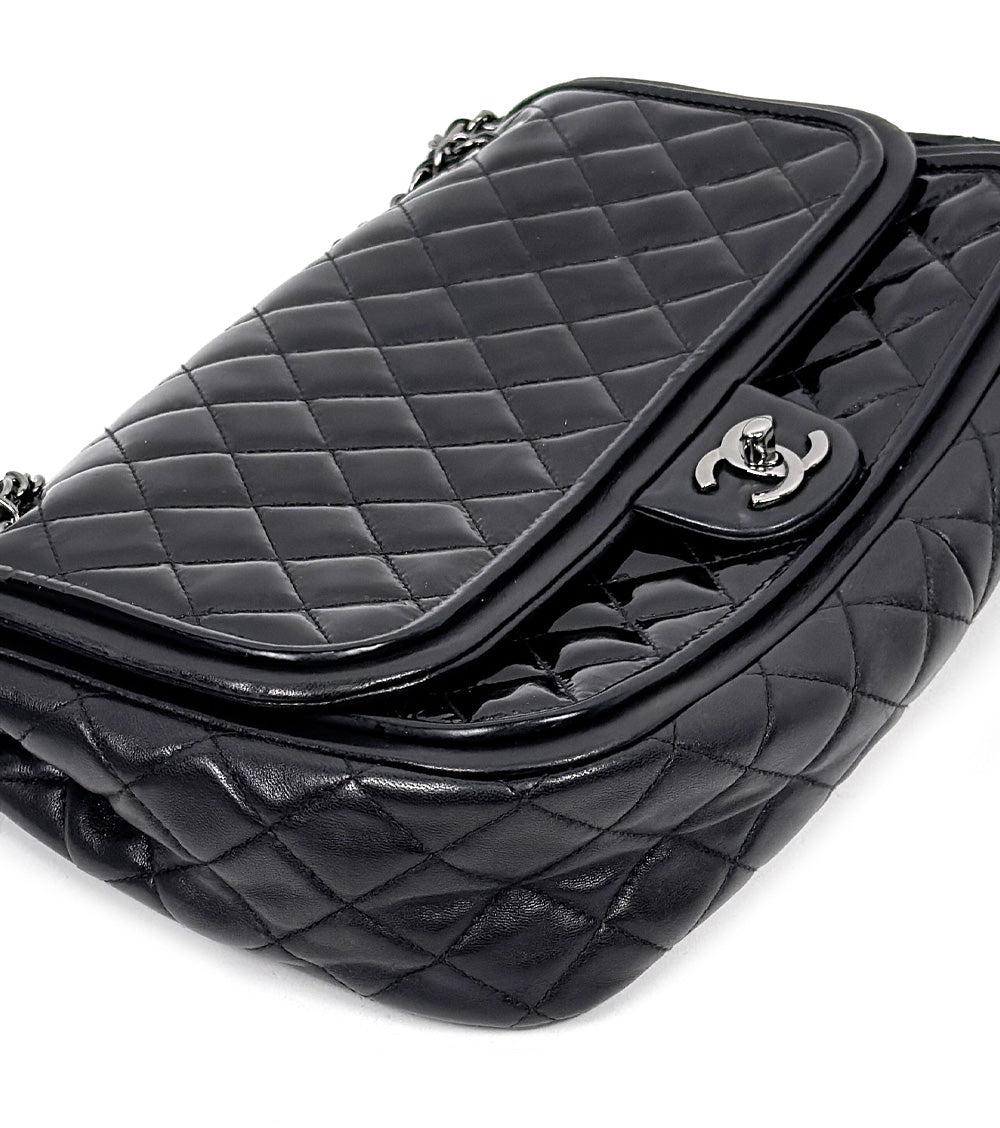 Chanel Black Faden Quilted CC Flap Chain Shoulder Bag