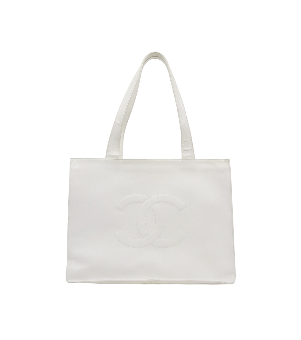 Chanel White Caviar Big CC Shoulder Bag