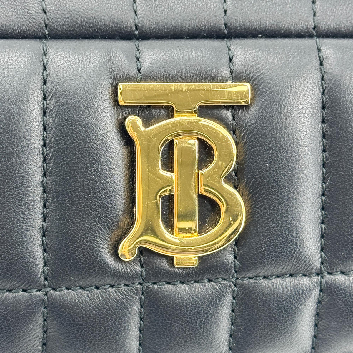 Burberry Mini Quilted Leather Laura Camera Bag Black Gold Hardware